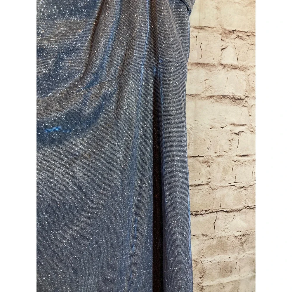Nightway‎ Dress 22W Icy Blue All Over Glitter Mother of The Bride Gown Slit Plus - Picture 9 of 16